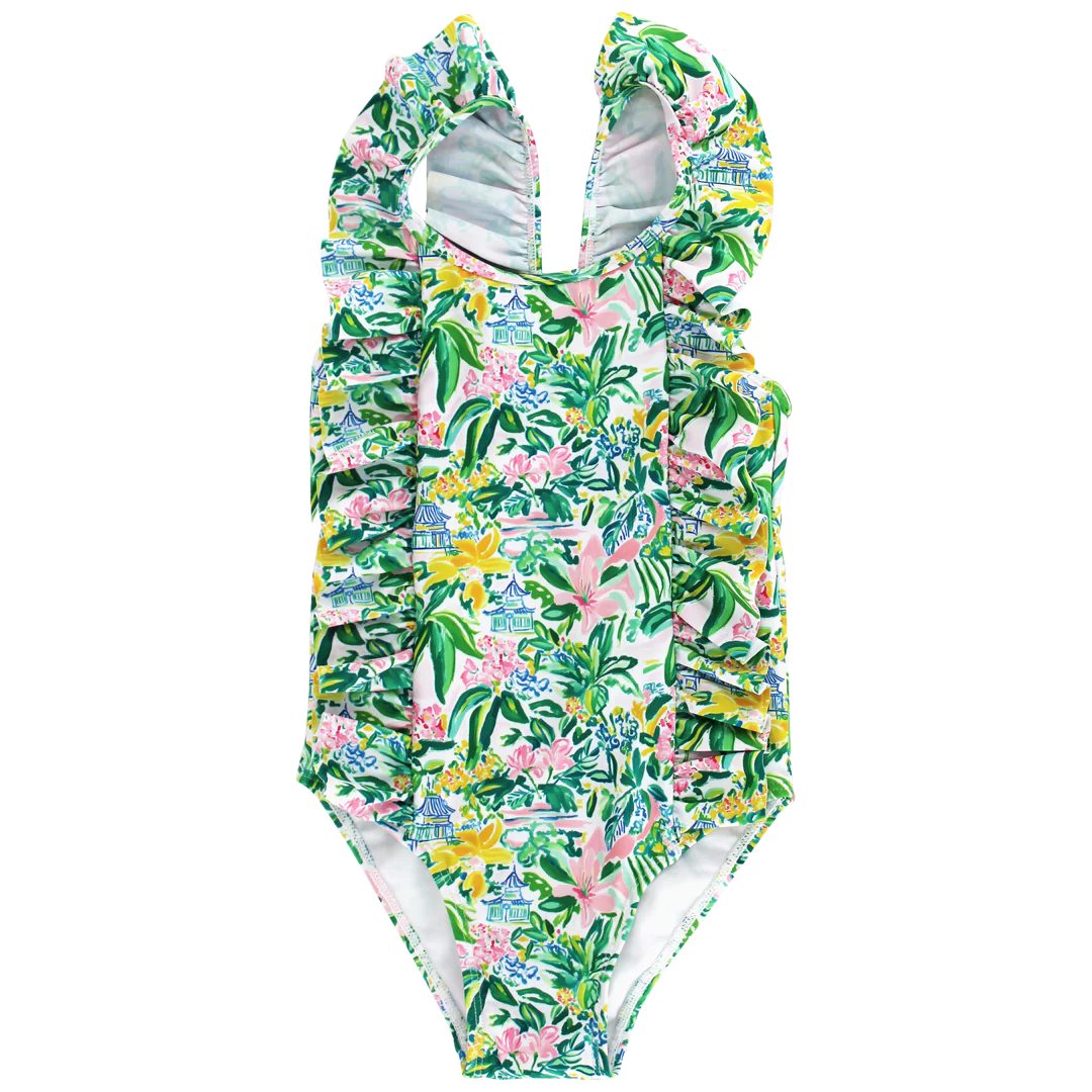 Girls Spandex Swimsuit - Pagoda Gardens