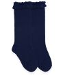 Jefferies Sock Knee High Navy with Ruffle
