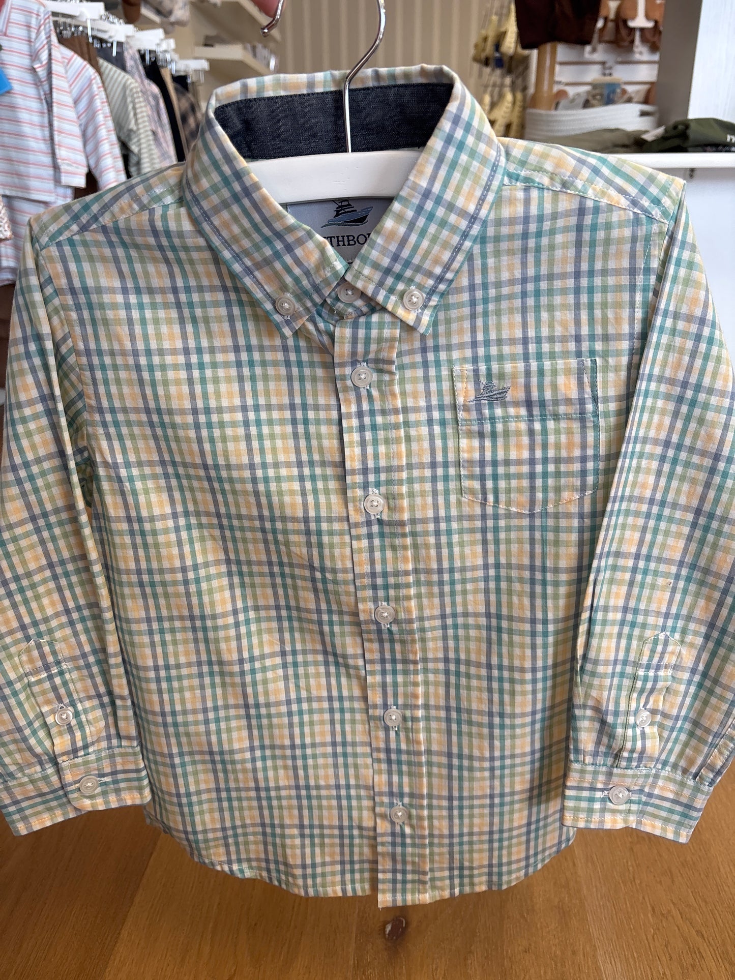 Button-Up Dress Shirt- Green/Turquoise/Green