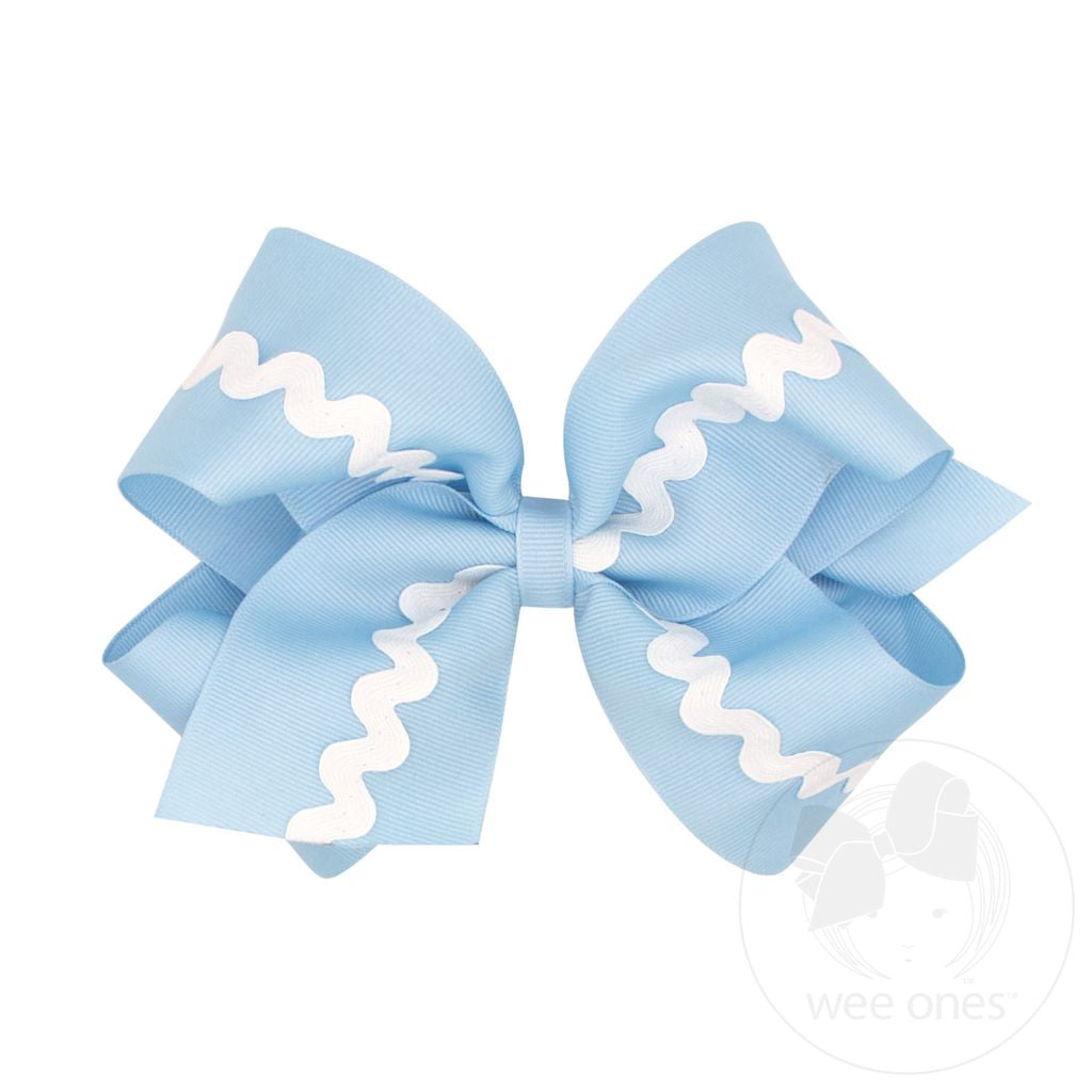 King Grosgrain with Ric-Rac Trim Hair Bow