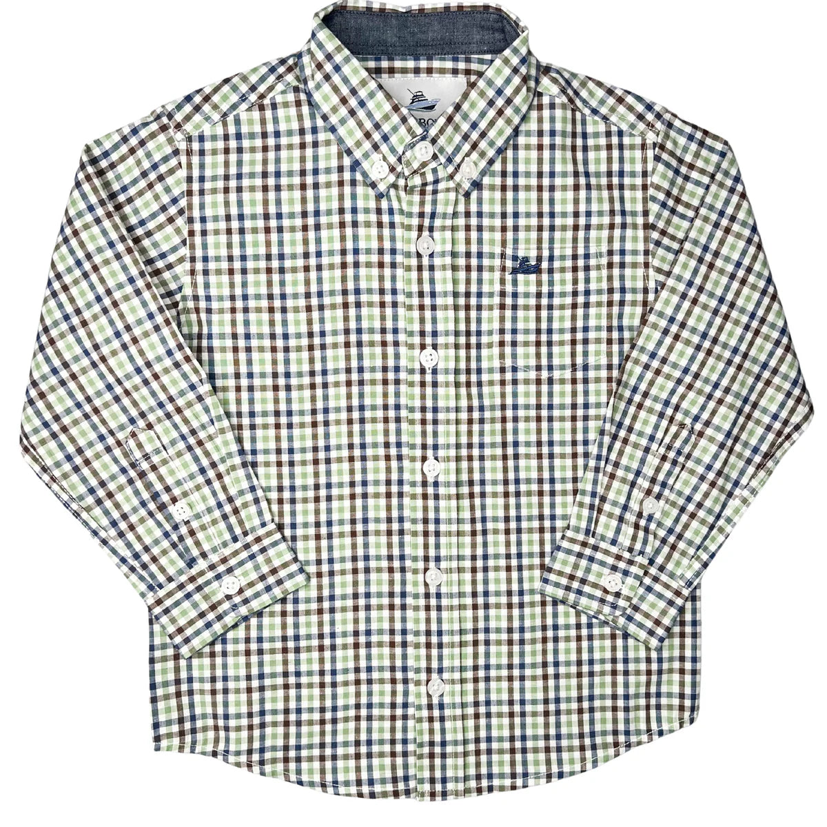 SouthBound LS Dress Shirt-Navy/Aspen Green