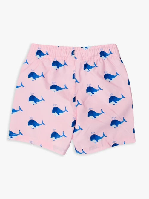 Pink Whale friends swim trunks