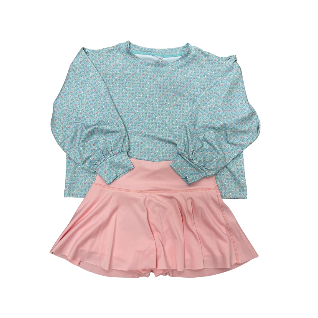 Green/Crystal Rose Skirt Set