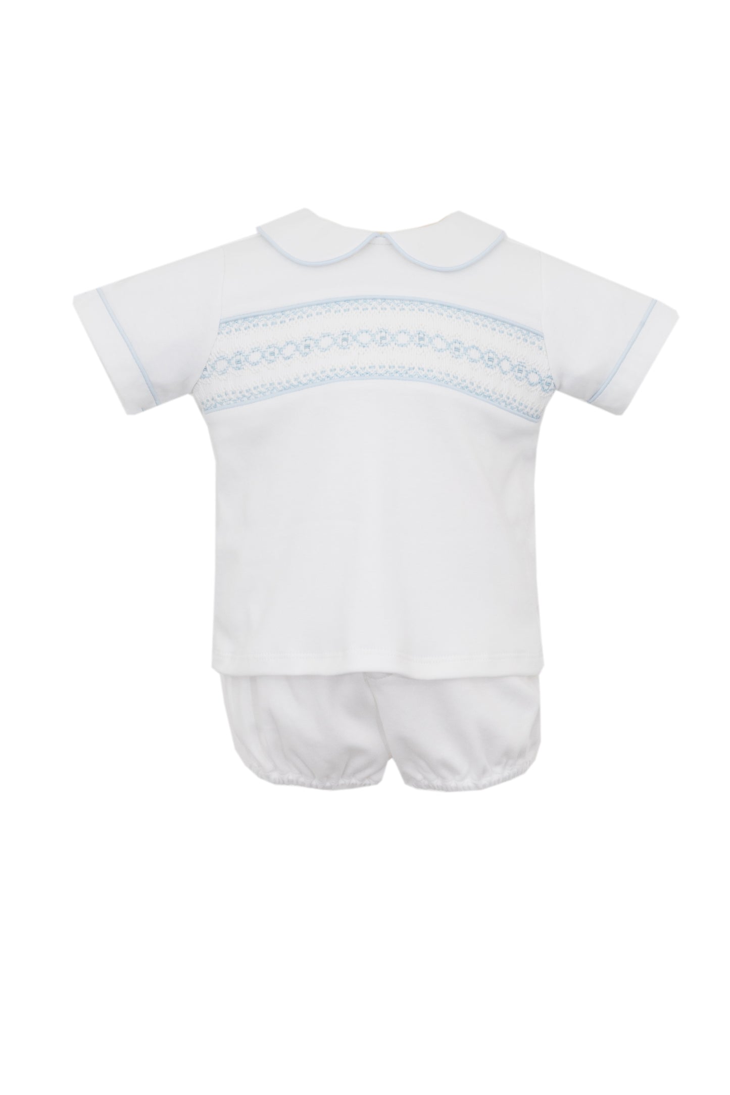 George White Knit Boy's Diaper Set S/S