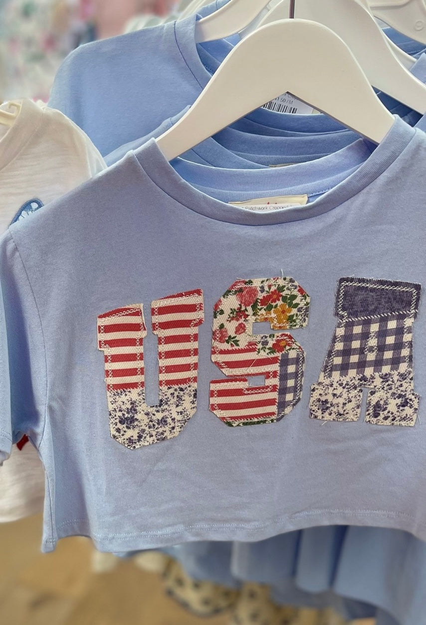 USA Patchwork Cropped Top