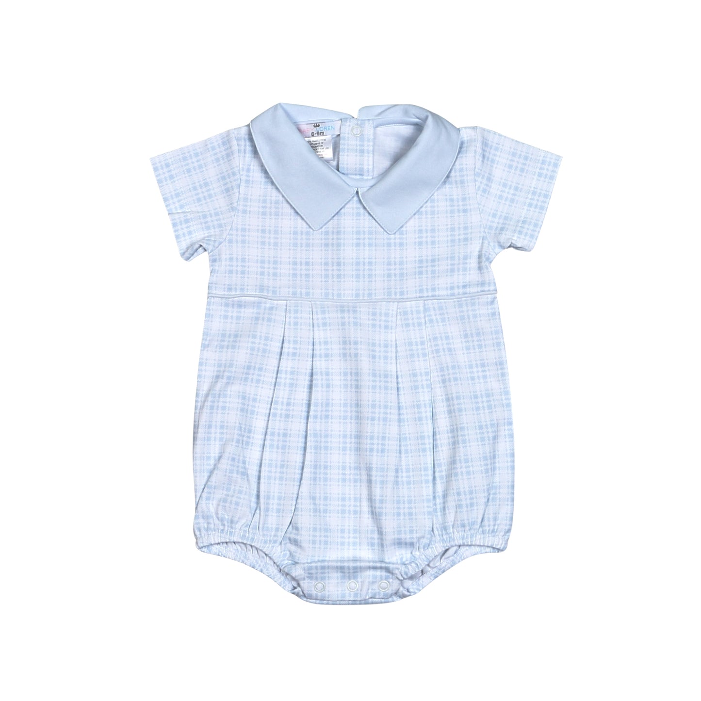Casey Blue Plaids Pima Bubble Pointy Collar