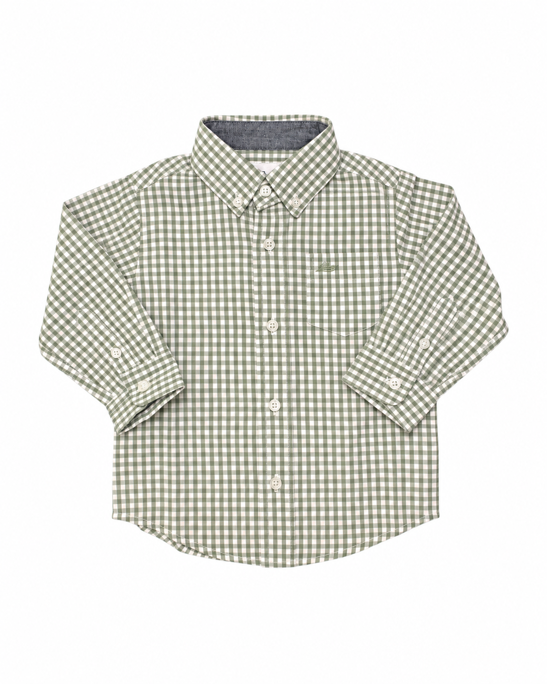 LS Dress Shirt Green Gingham