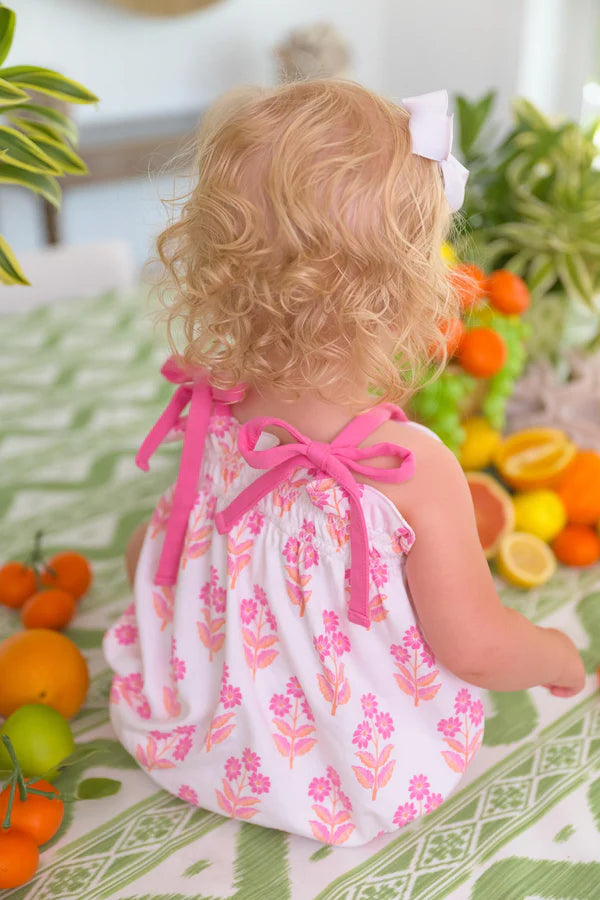 Bridgetown Harbour Hand Block/Winter Park Pink Rosie Romper