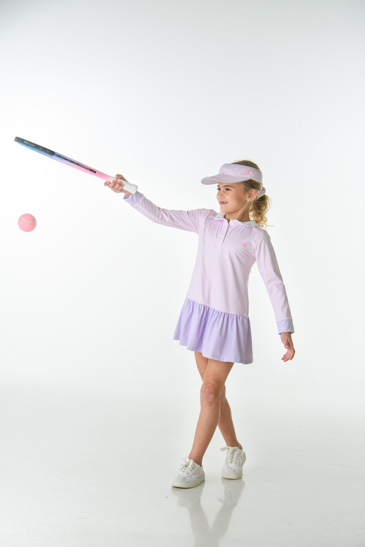 Darla Dropwaist Dress LS-Pink