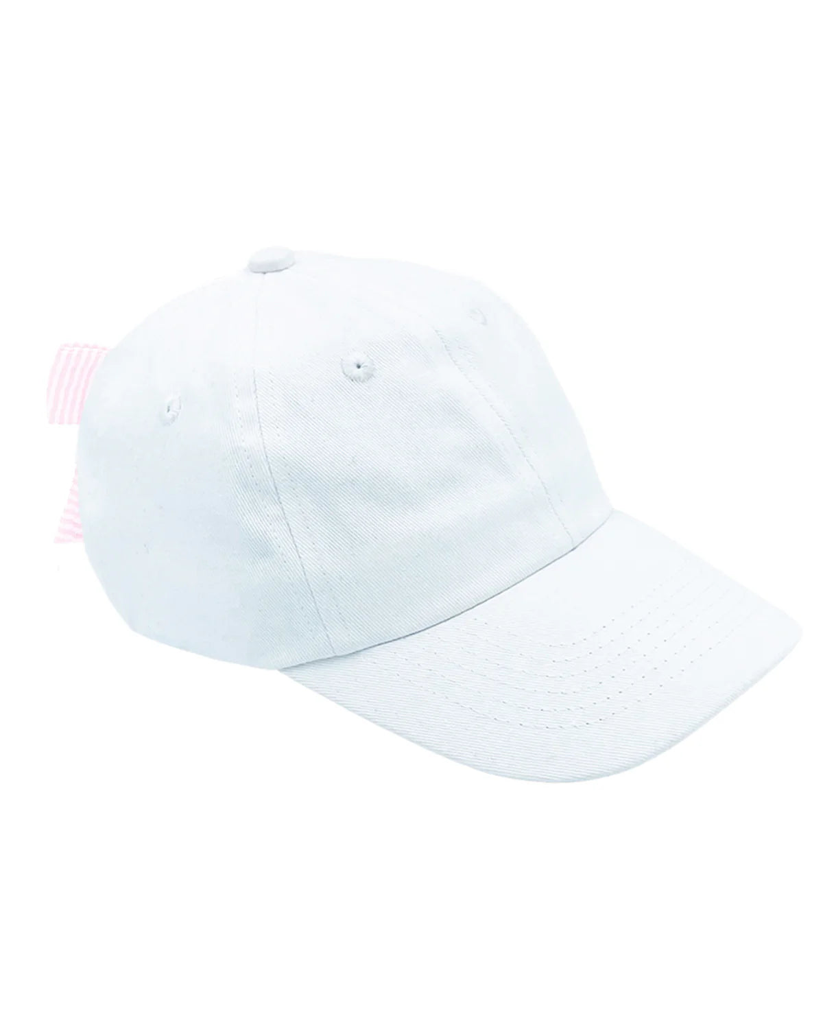 White Bow Baseball Hat With Pink Bow