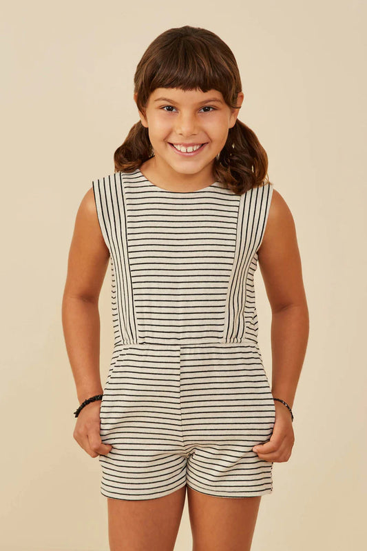Girls Brushed Striped Knit Sleeveless Romper