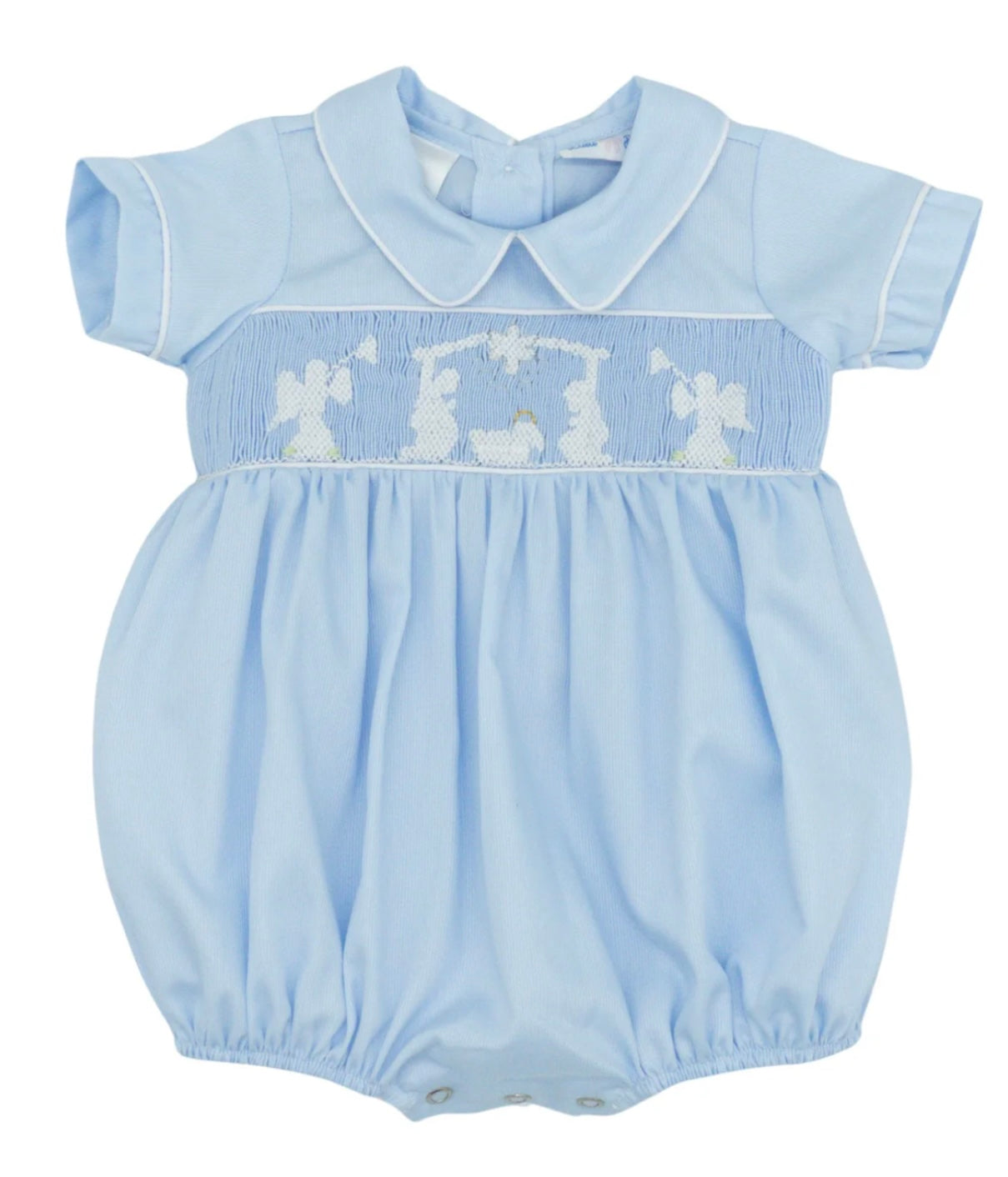 Boys Smocked Blue Nativity Bubble 3M Boys Smocked Blue Nativity Bubble 3M