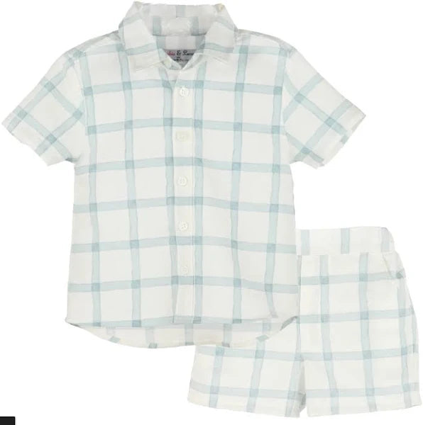 WaterColor Boy Short Set, Blue