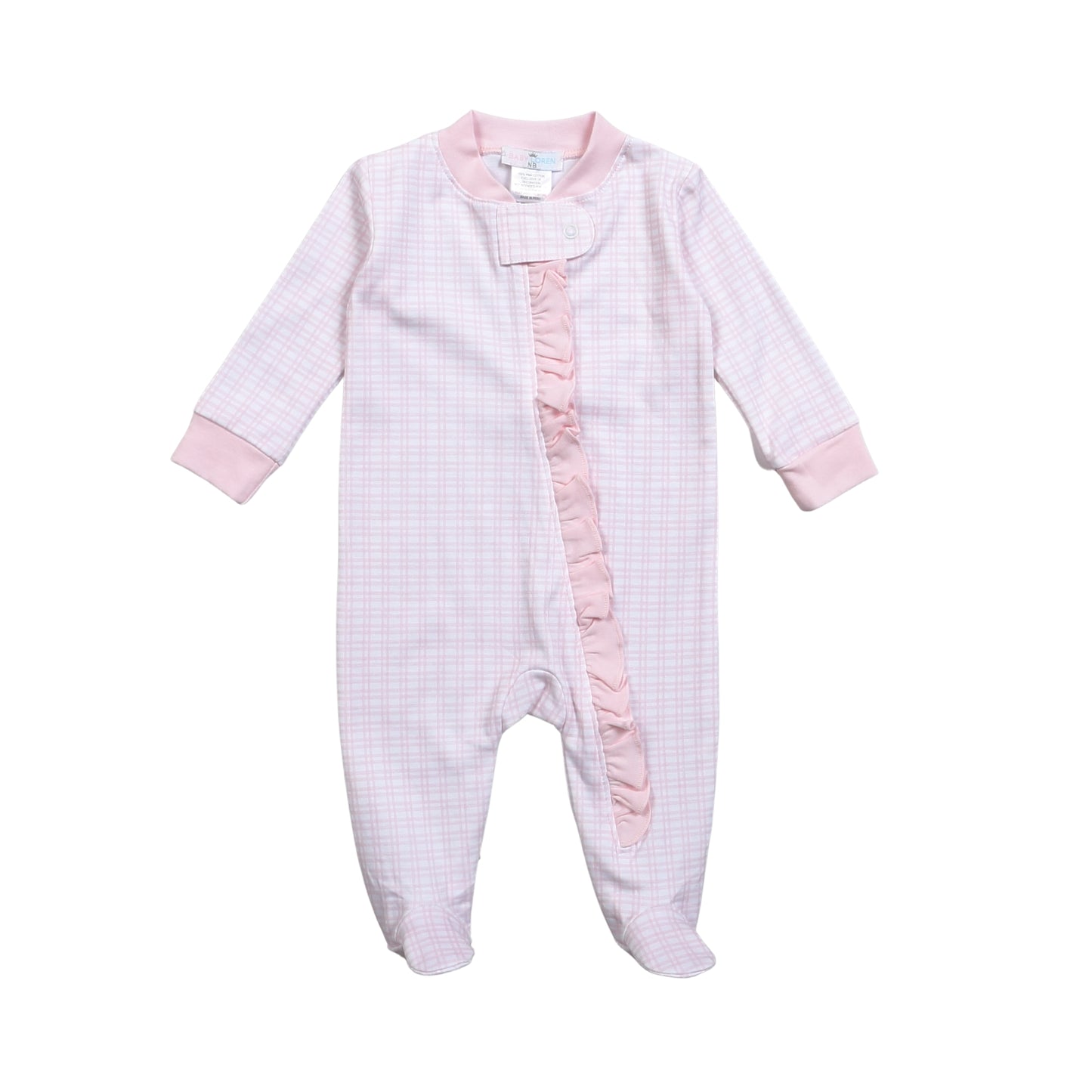 Pink Plaid Pima Zipper Footie