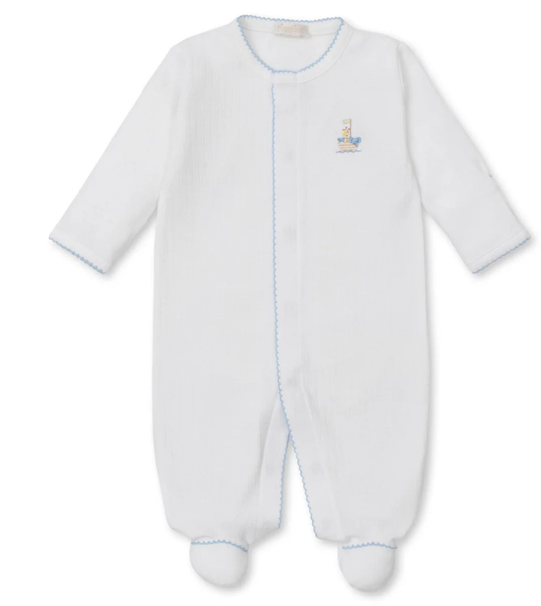 Kissy Kissy Premier Noah's Ark Converter Gown W/Hand Embroidery White/Lt Blue