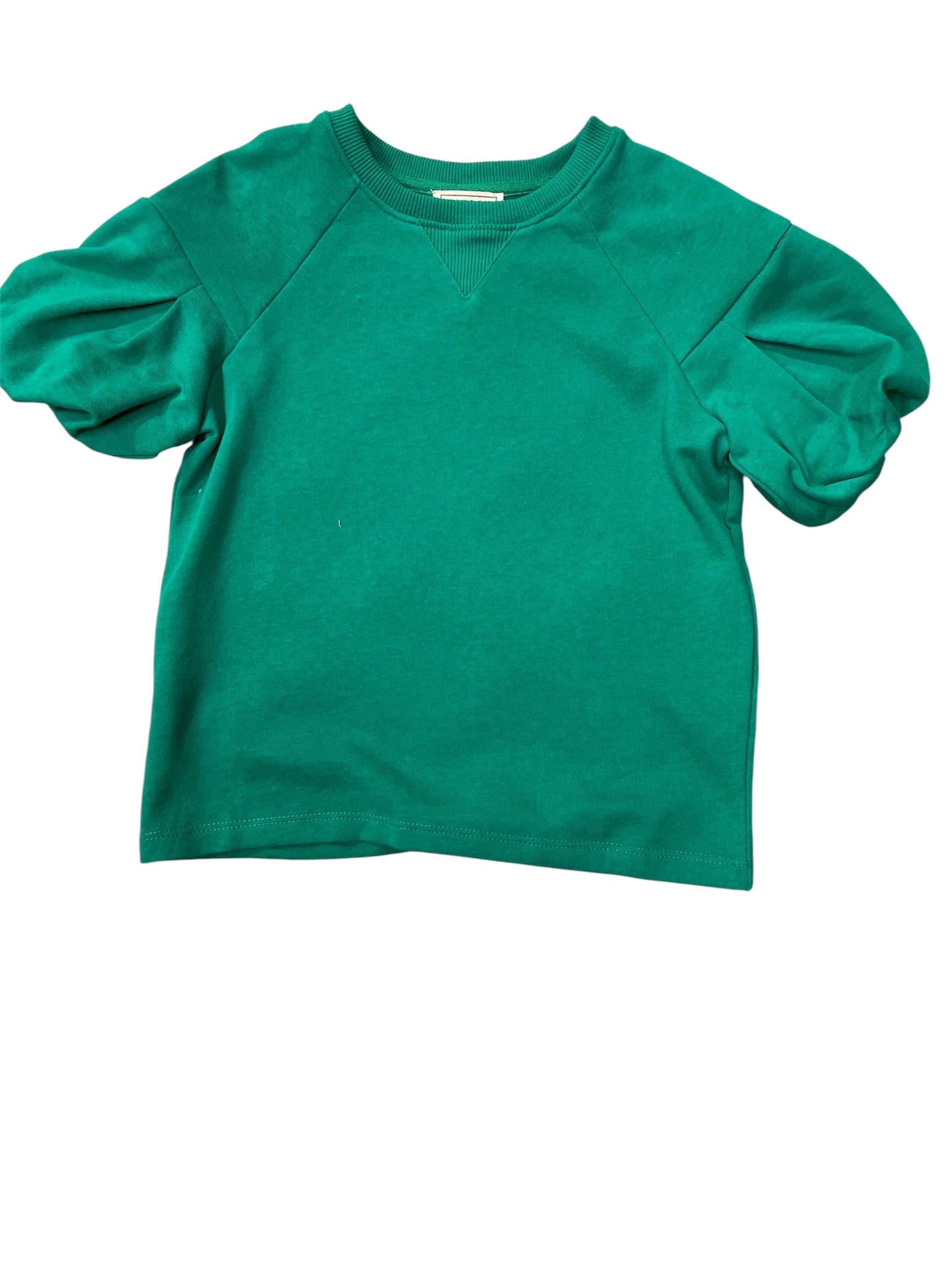 Girls Green Puff Sleeve SS Shirt