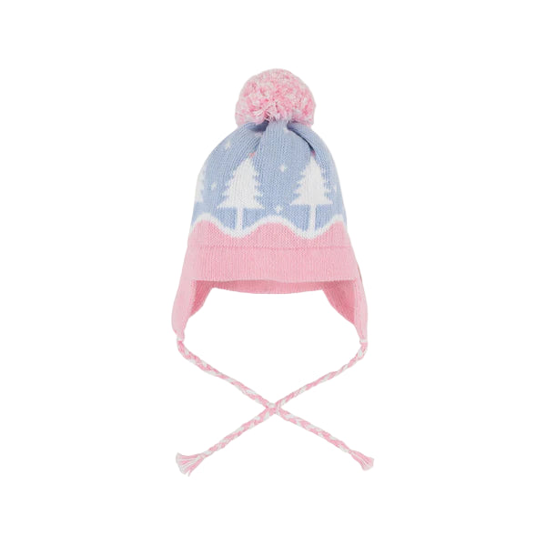 Parrish Pom Pom Hat -Beale Street Blue & Hamptons Hot Pink with Trees