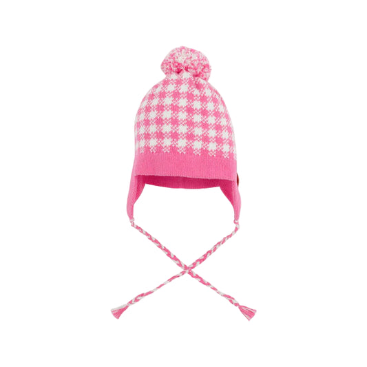 Hamptons Hot Pink/Palmetto Pearl Gingham Pom Pom Hat