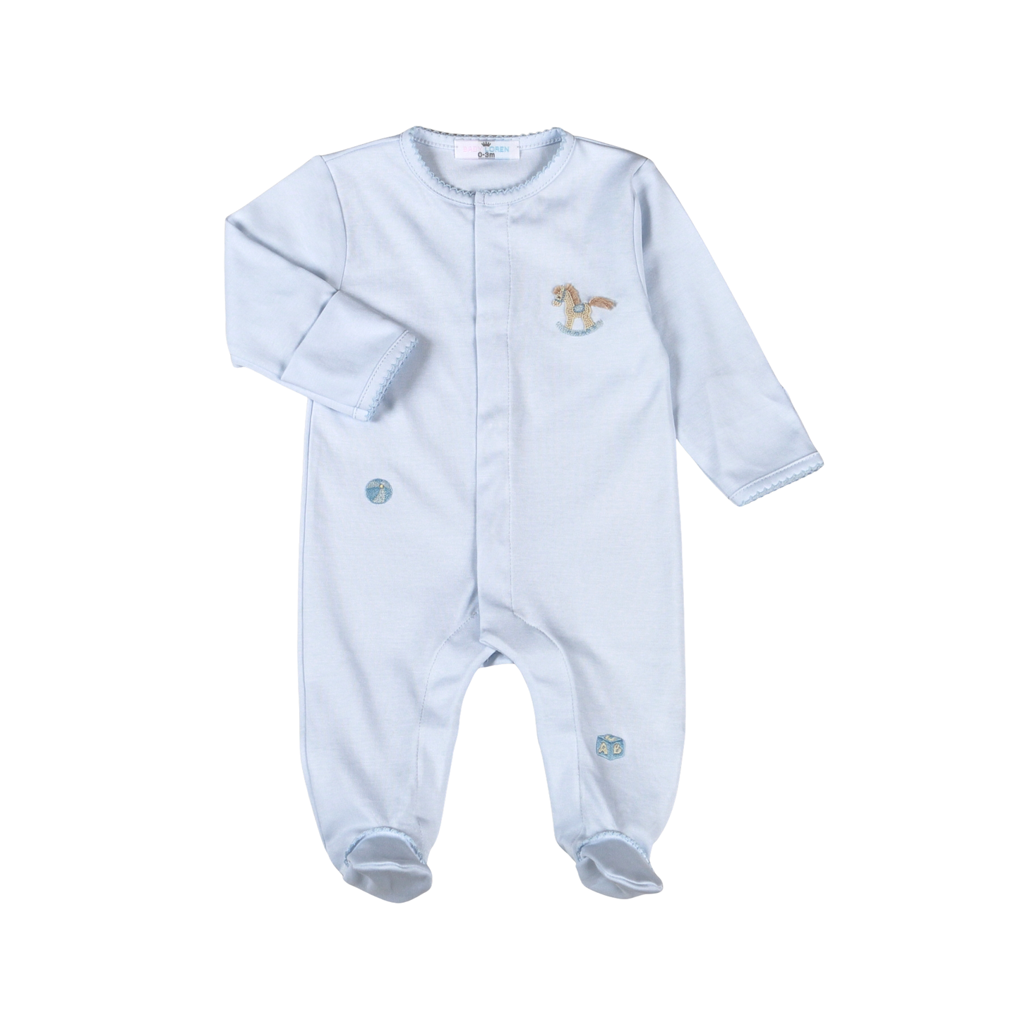 Blue Rocking Horse Pima Footie