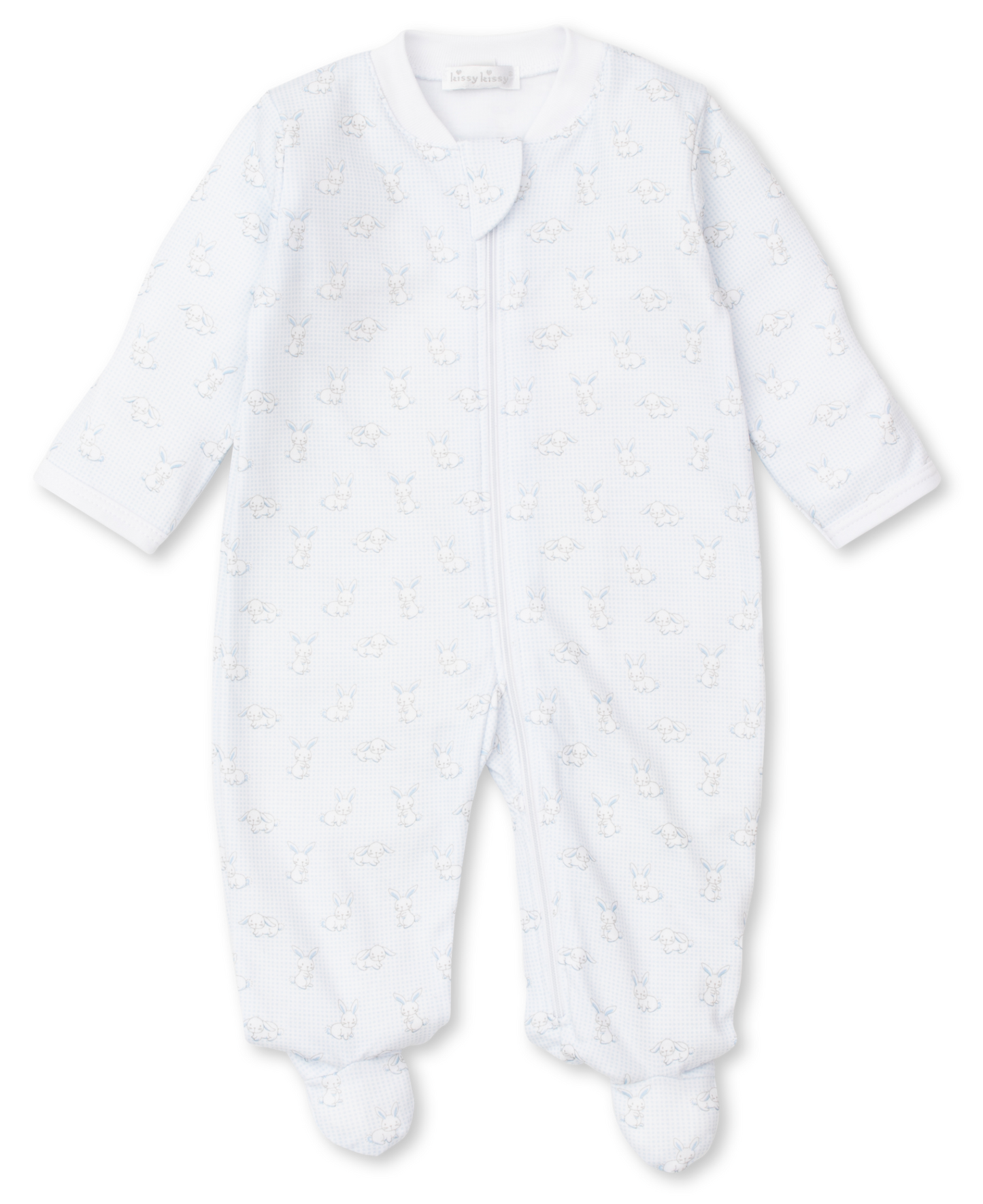 Kissy Kissy- Light blue Bunny Footie with Zipper