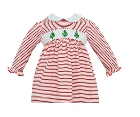 Holiday Trees Red Stripe Knit Dress L/S