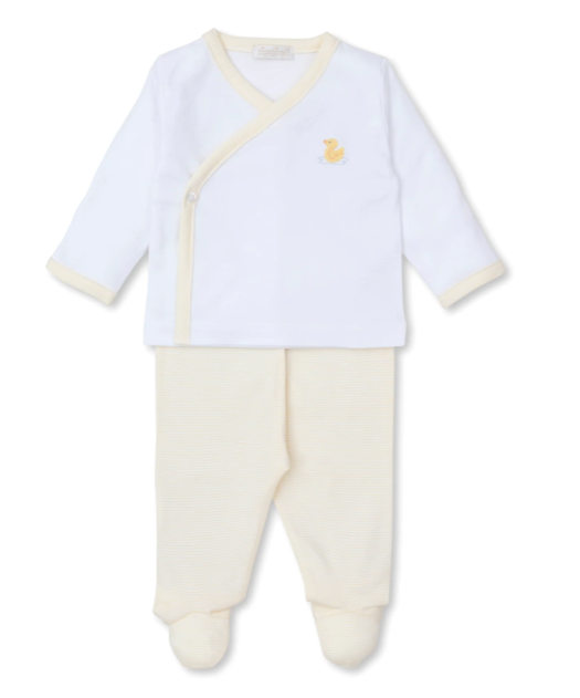 White + Yellow Hand Embroidered Duckling Take me Home Pant Set