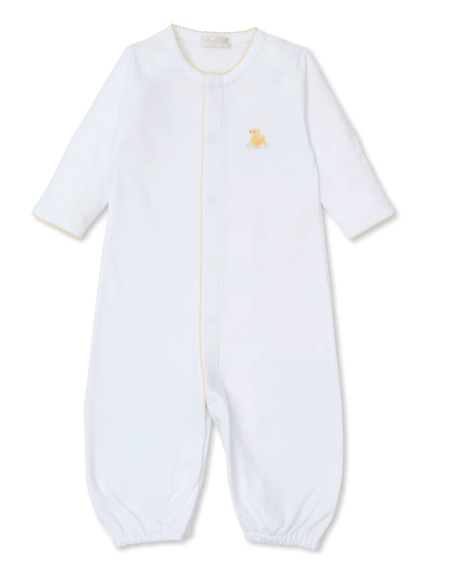 White Embroidered Duckling Baby Converter Gown