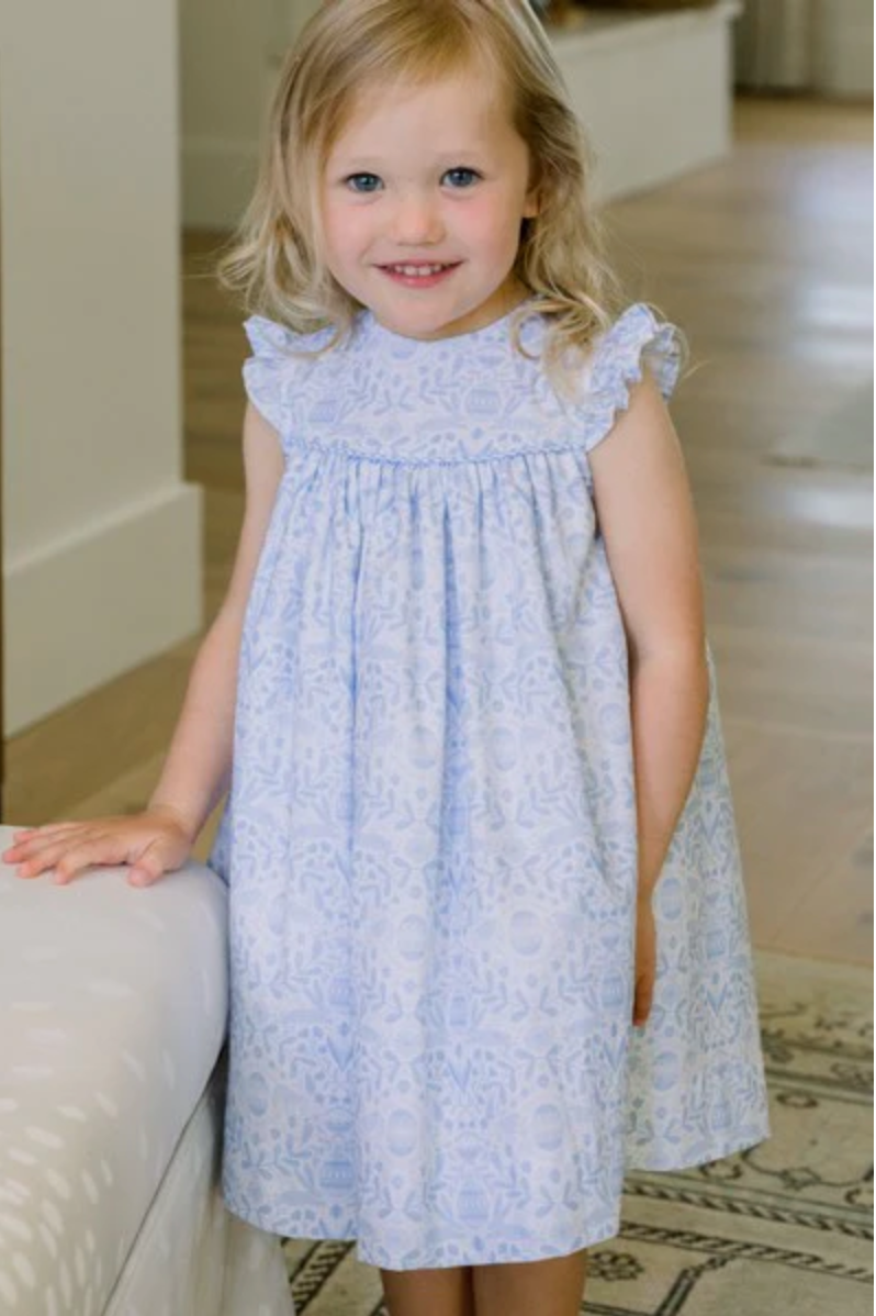 Egg Print/Blue Check Seersucker- Float Dress