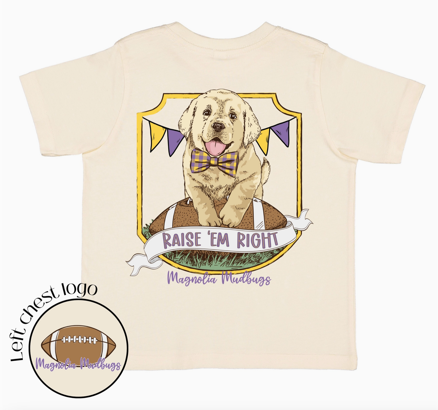 Football Pup Tee-Purple/Gold