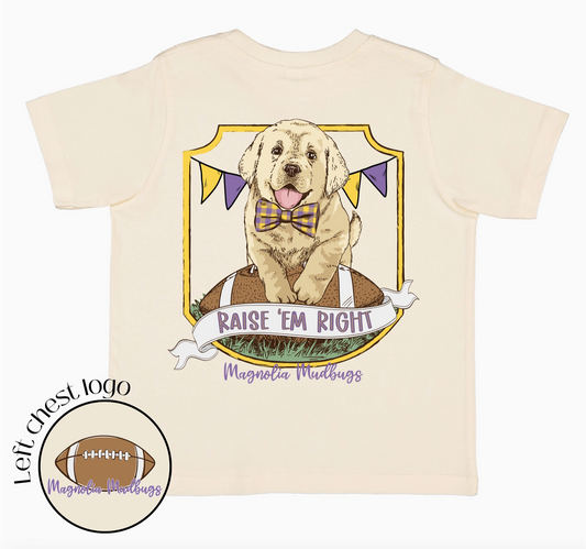 Football Pup Tee-Purple/Gold