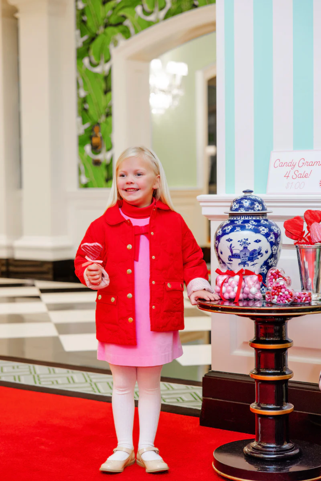 Kendall Quilted Coat in RIchmond Red Bows