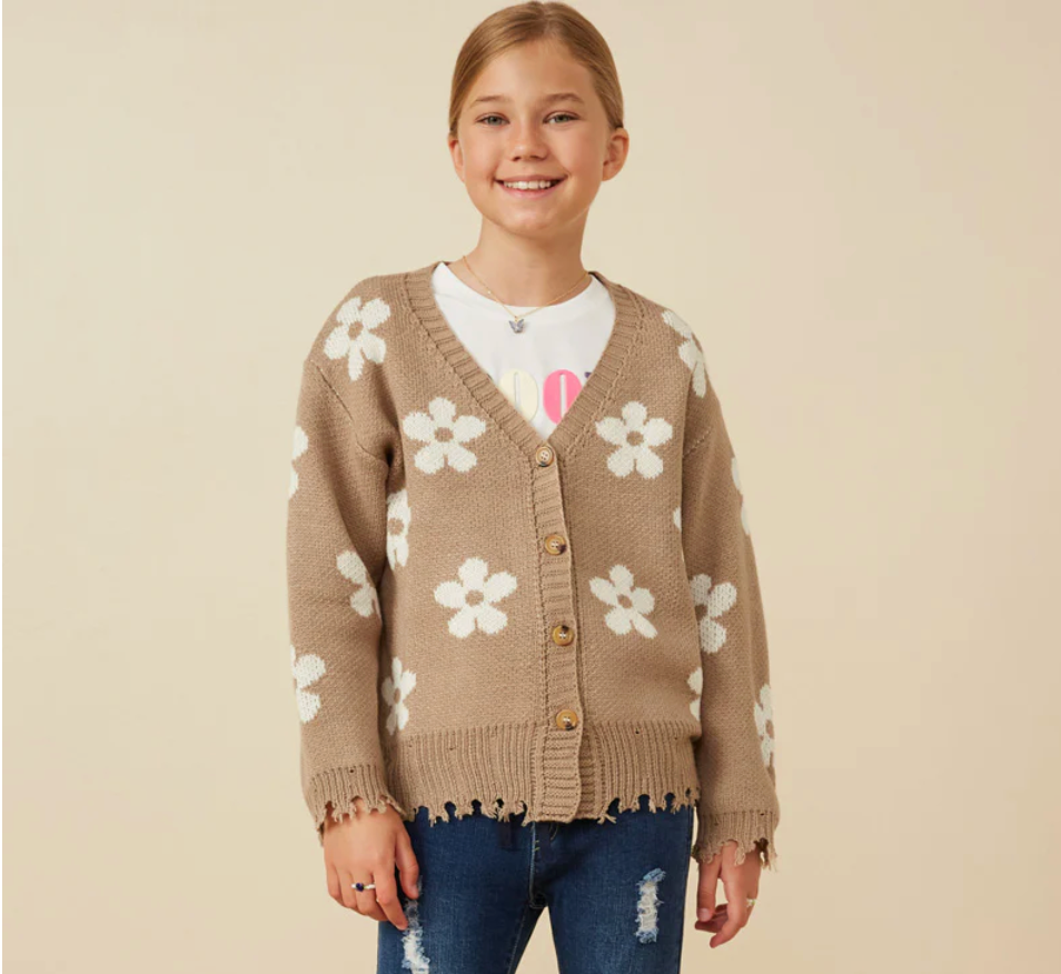Distressed Floral Cardigan
