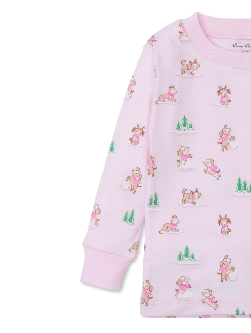 Puppy Snowball Pranks Pink Toddler Pajama Set