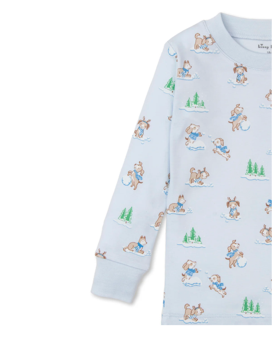 Puppy Snowball Pranks Blue Toddler Pajama Set