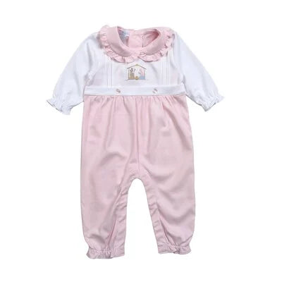 Pink Nativity Hand Embroidered Pima Romper