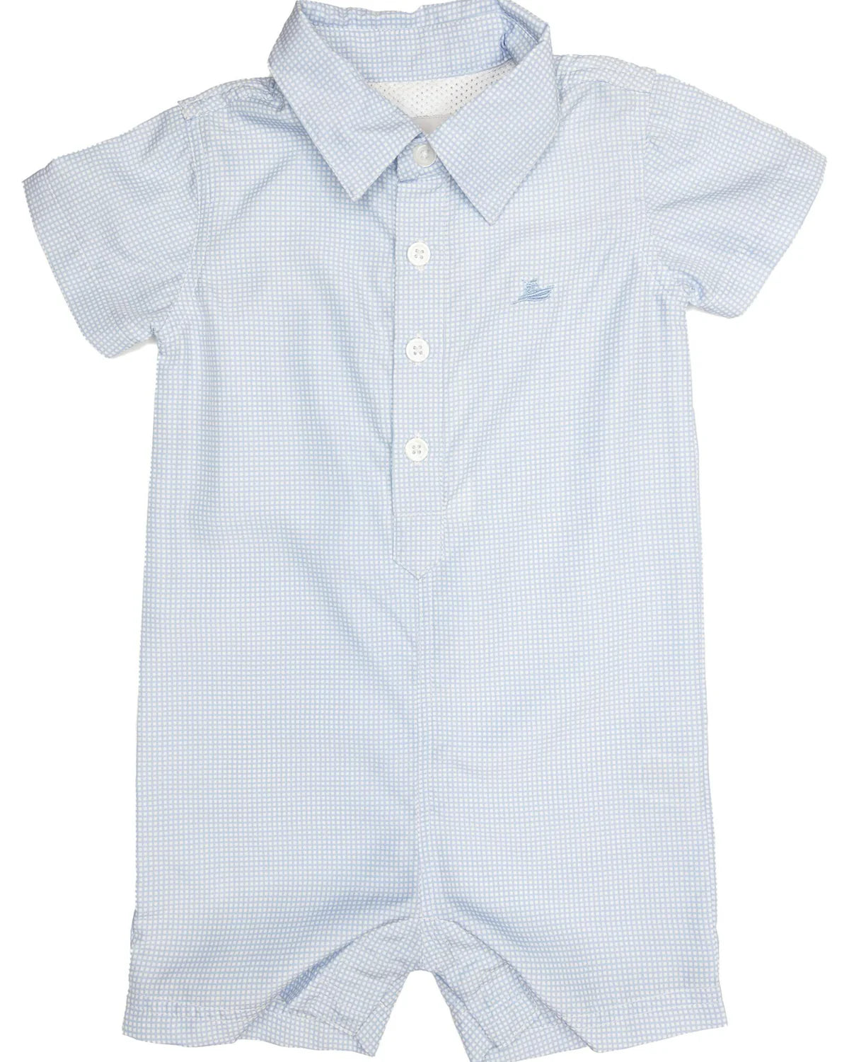 Perf Romper- Mini Blue Gingham