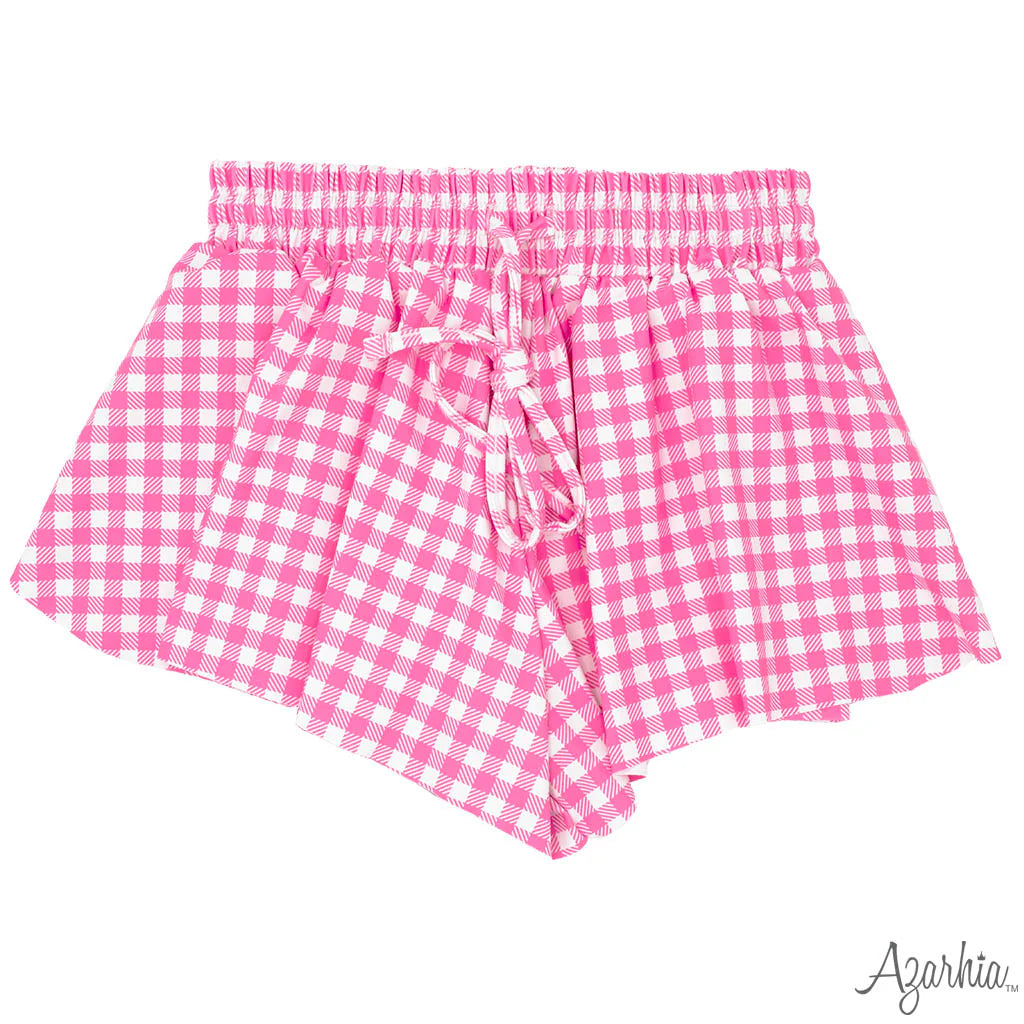 New Pink Gingham Butterfly Flowy Short Spring