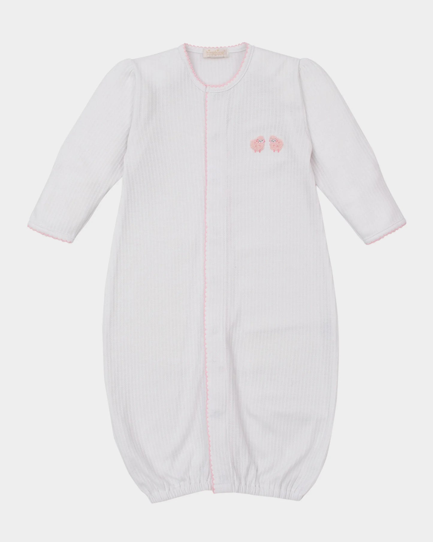 Girls Baby Sheep Convertor Gown W/ Hand Embroidery