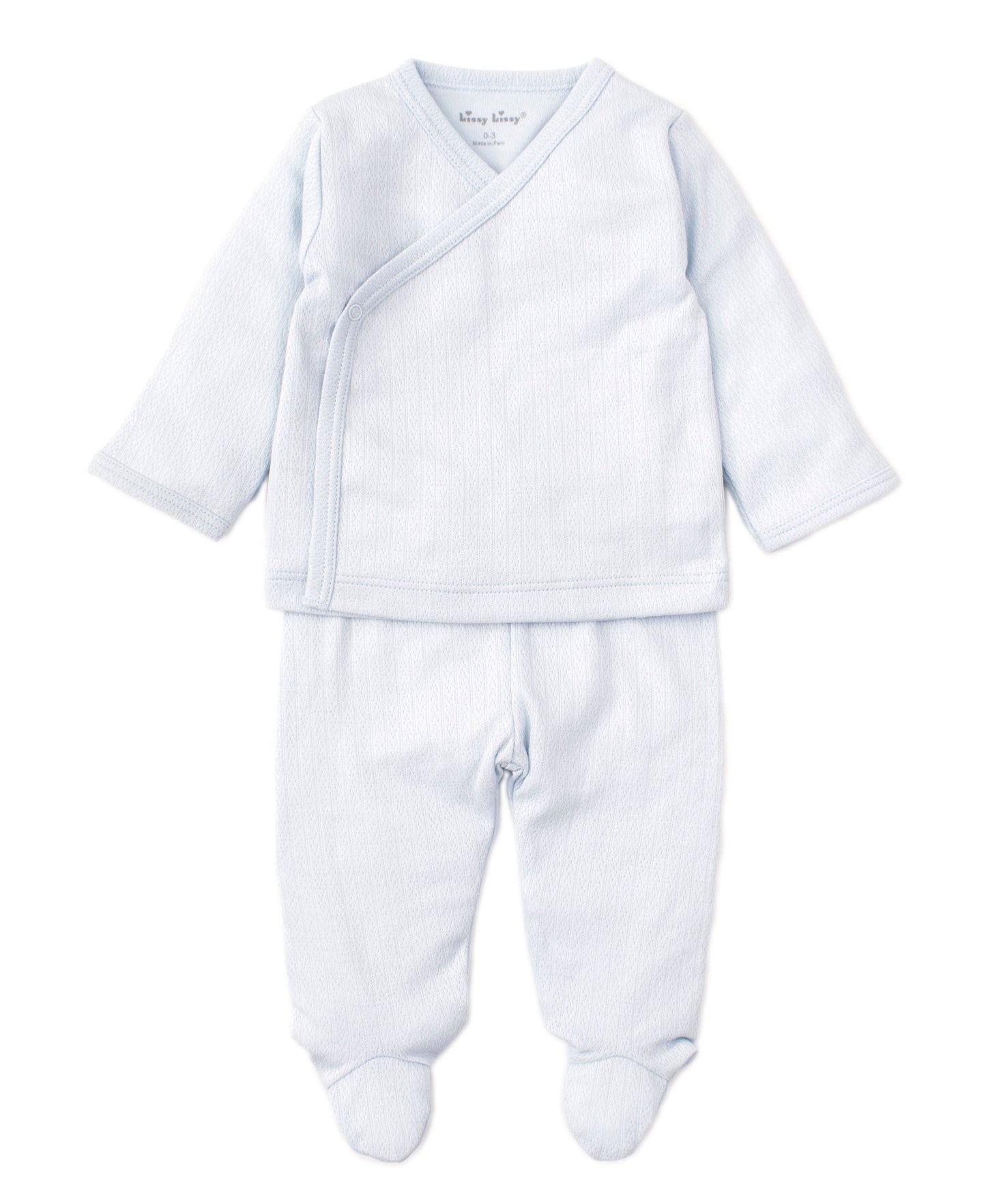 Light Blue Pointelle Cross Tee/Pant Set