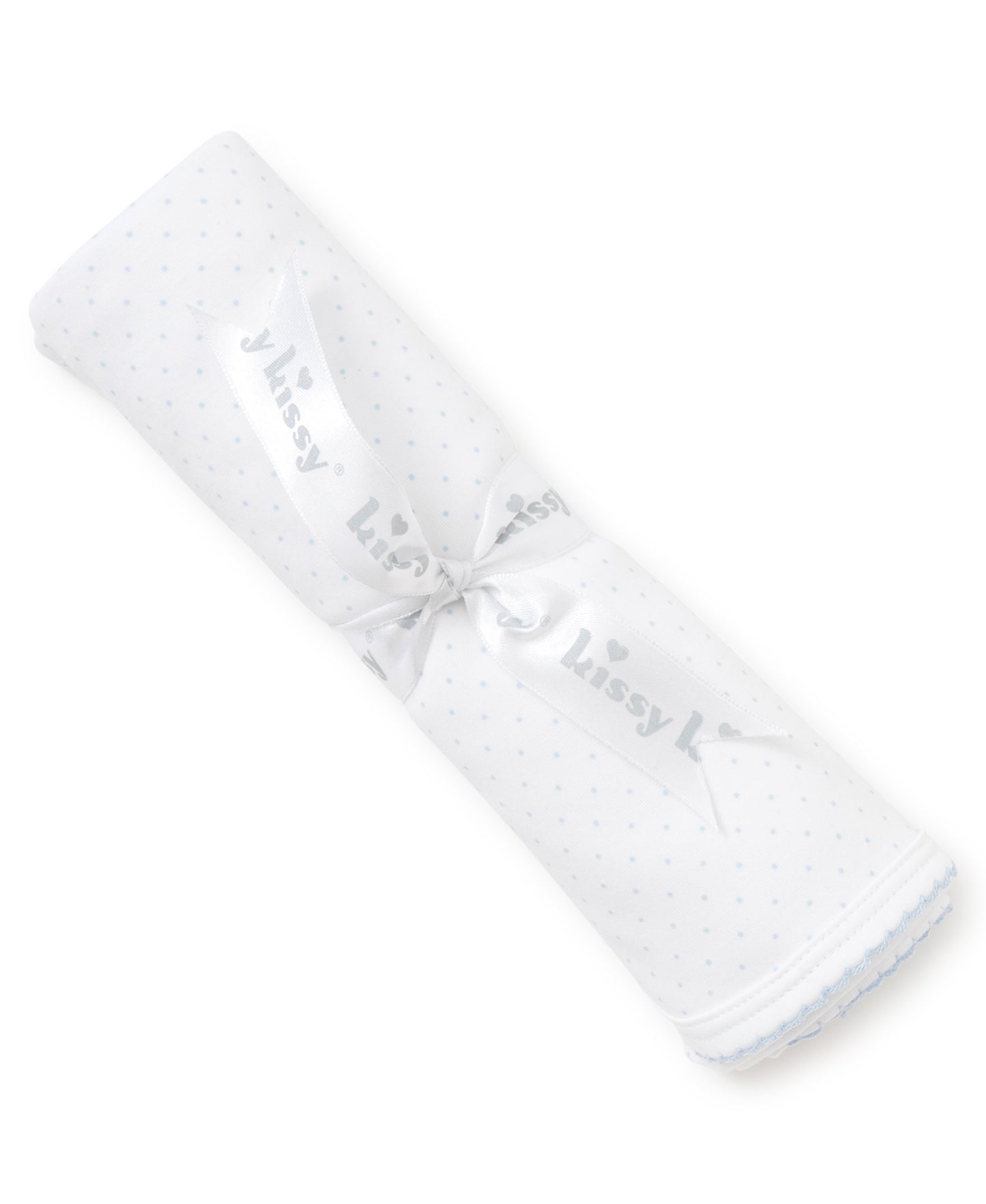Kissy Kissy Dots Blanket - White/ Lt. Blue