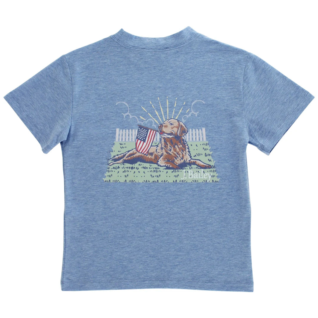 Logo Tee - Retriver on Heathered Blue