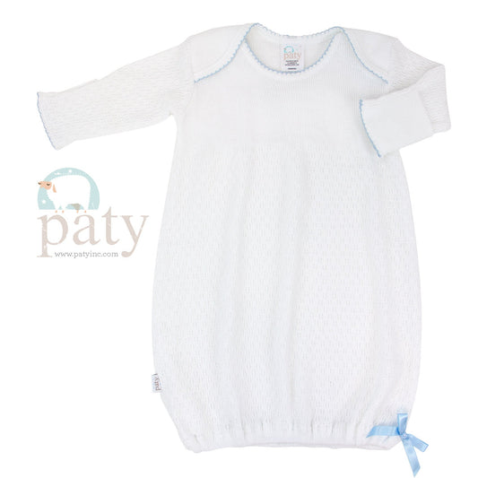 LS Lap-Shoulder Gown, White with blue