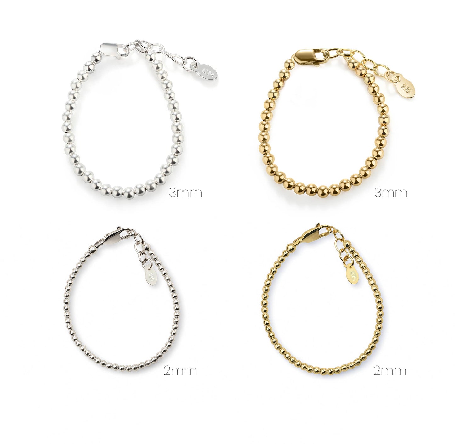 14K Gold-Plated SterlingSilver Baby or Girls Beaded Bracelet