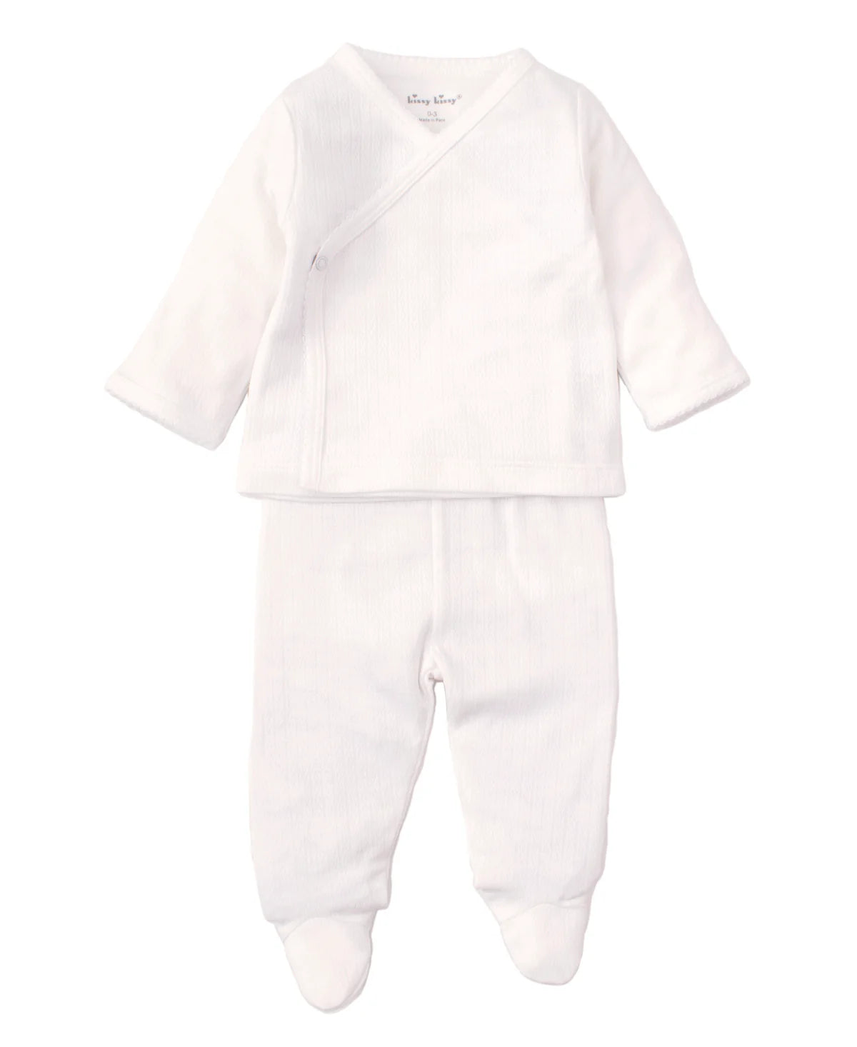 White Pointelle Cross Tee/Pant Set
