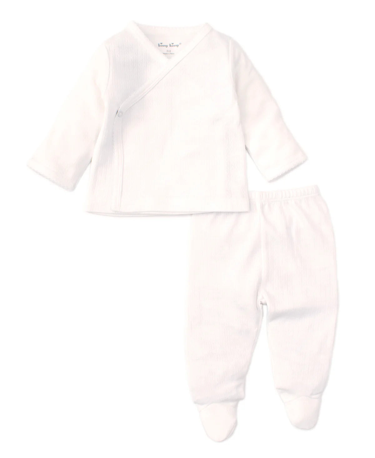 White Pointelle Cross Tee/Pant Set