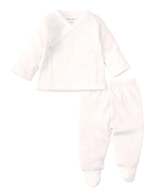 White Pointelle Cross Tee/Pant Set