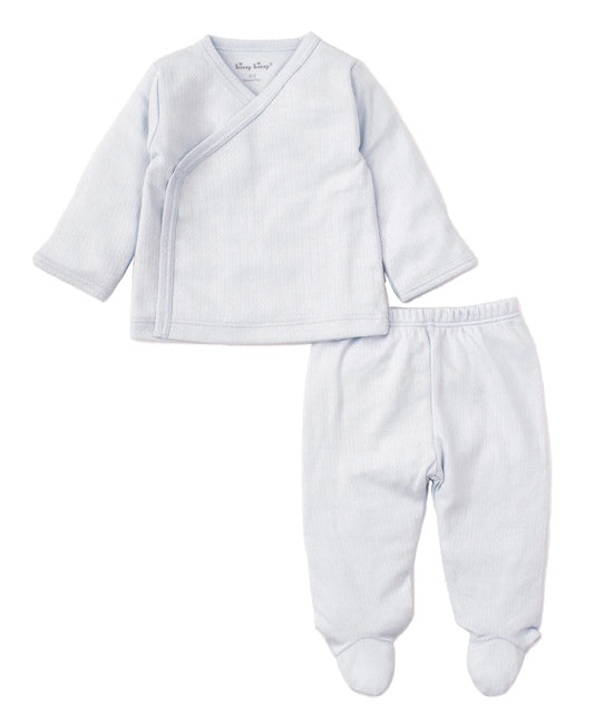 Light Blue Pointelle Cross Tee/Pant Set