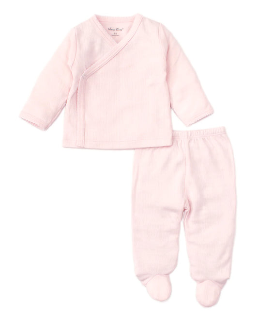 Pink Pointelle Cross Tee/Pant Set