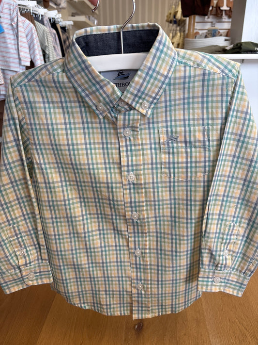 Button-Up Dress Shirt- Green/Turquoise/Green
