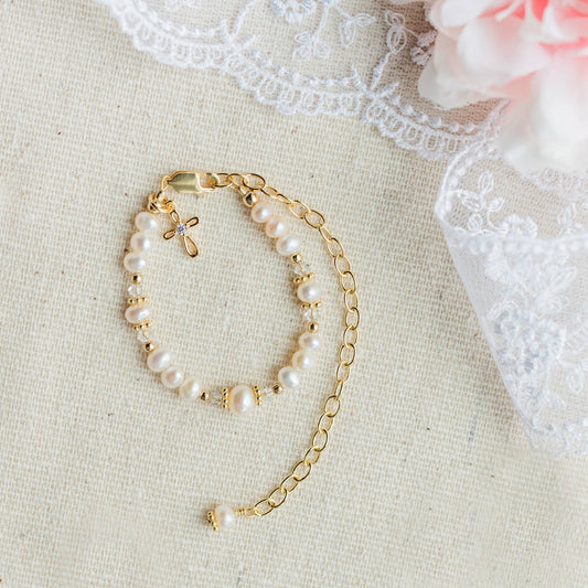 14K Gold Baptism to Bride Cross Bracelet Baby Baptism Gift